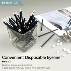 Jaasuee disposable eyeliner brush black plastic handle for comfortable grip