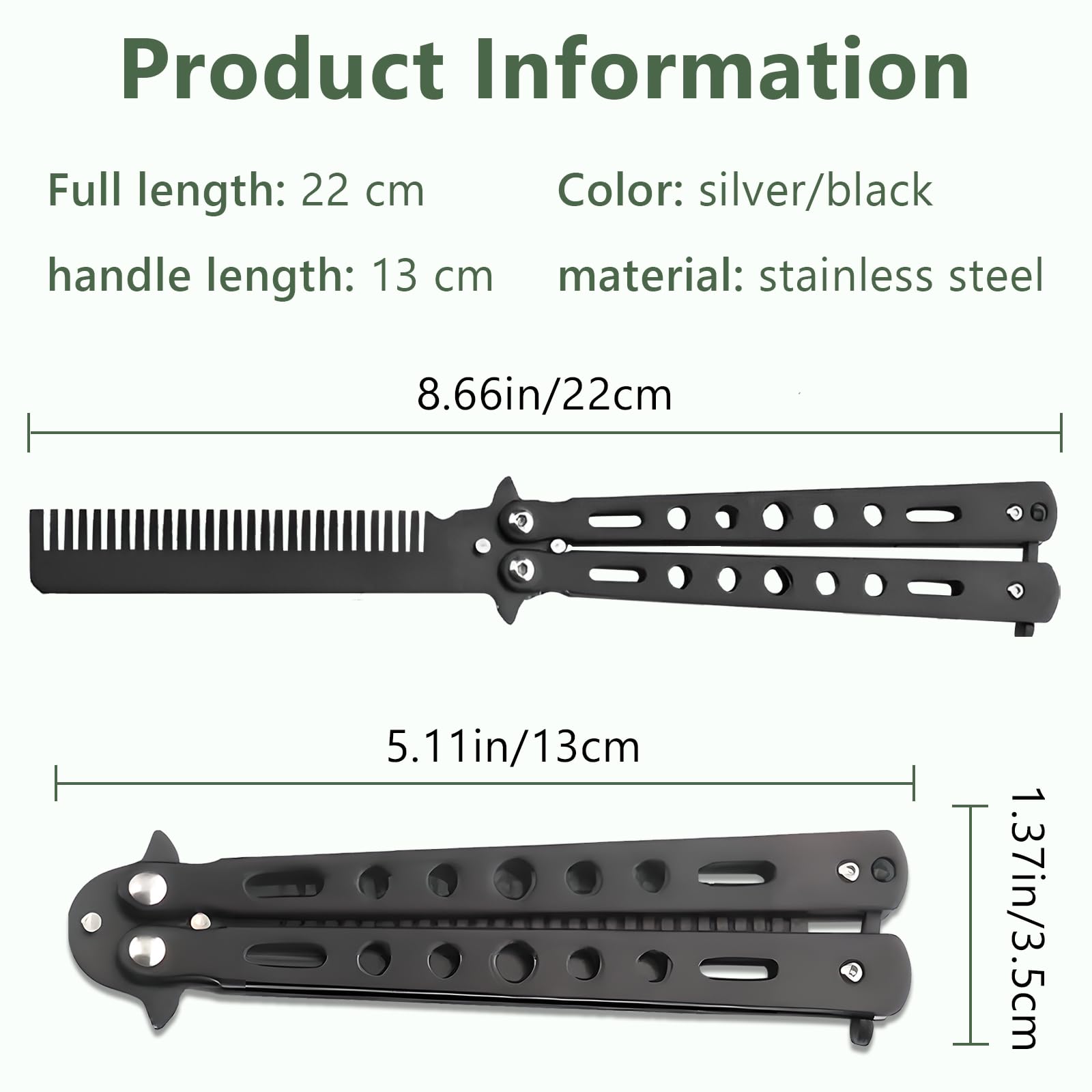Jaasuee folding comb silver compact for quick grooming wherever you go