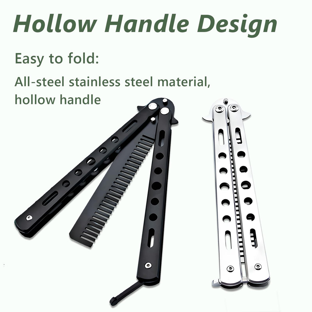 Jaasuee folding comb silver open reveals smooth rust-resistant steel ideal for travel