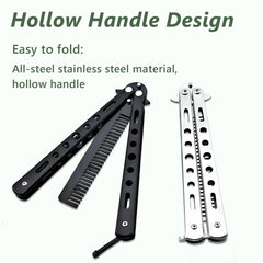 Jaasuee folding comb silver open reveals smooth rust-resistant steel ideal for travel