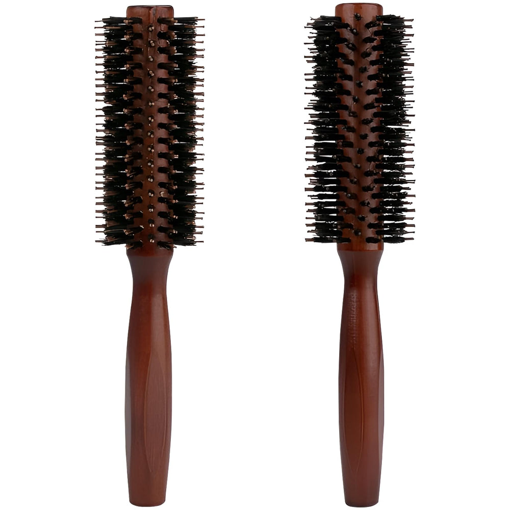 Jaasuee round boar-bristle brush with wooden handle for smooth oil distribution and natural shine