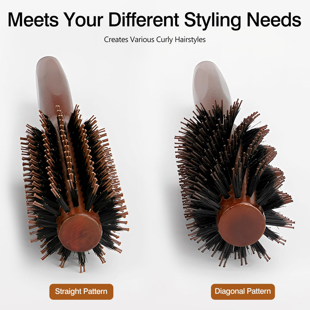 Jaasuee round brush with ergonomic wooden handle minimizes hand fatigue during styling
