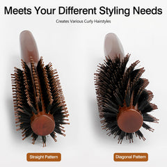 Jaasuee round brush with ergonomic wooden handle minimizes hand fatigue during styling