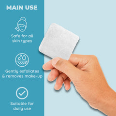 Jacent mini exfoliating pad texture close-up showing gentle scrubbing for fresh skin.