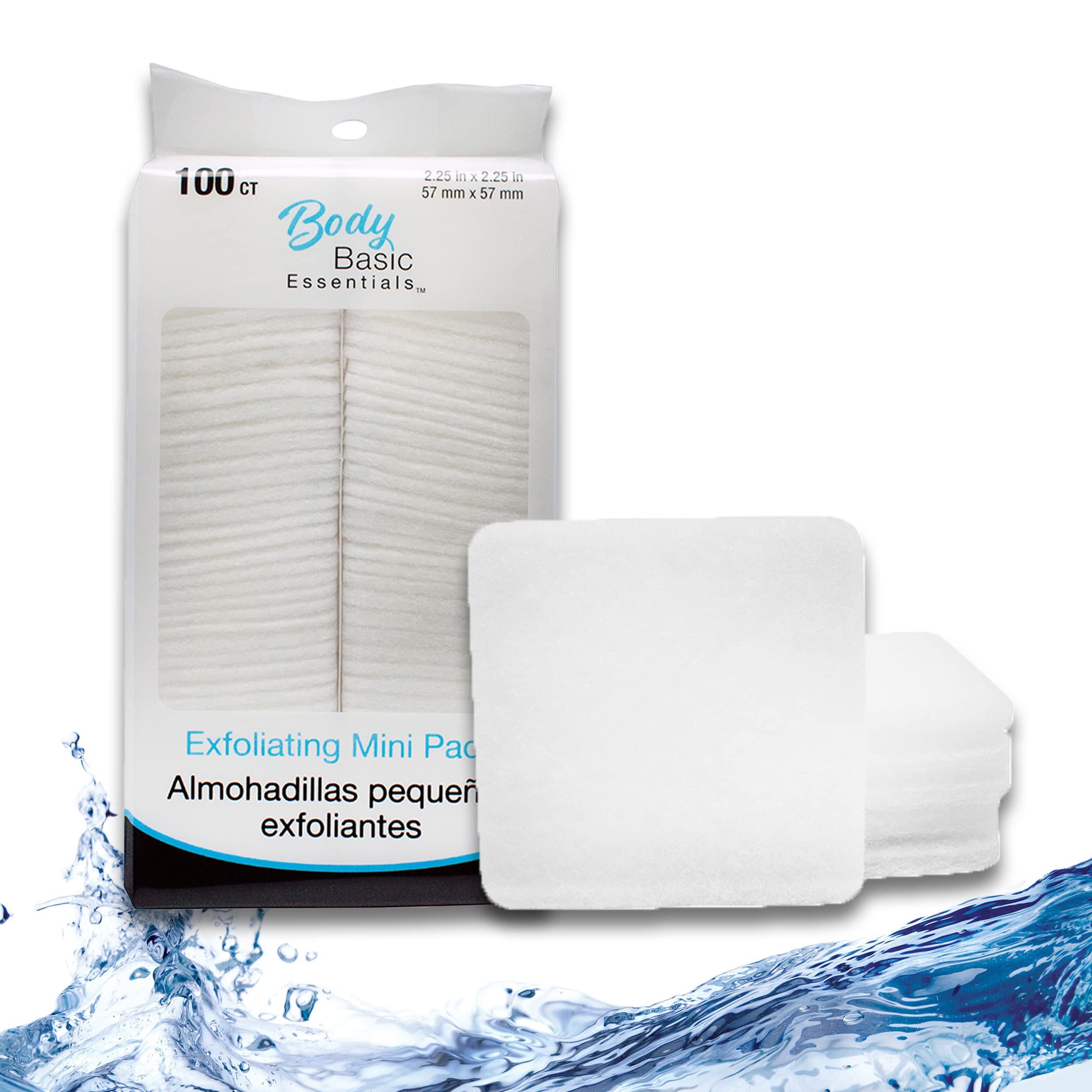 Jacent mini exfoliating pads pack close-up highlighting a 100-count box for daily cleansing.