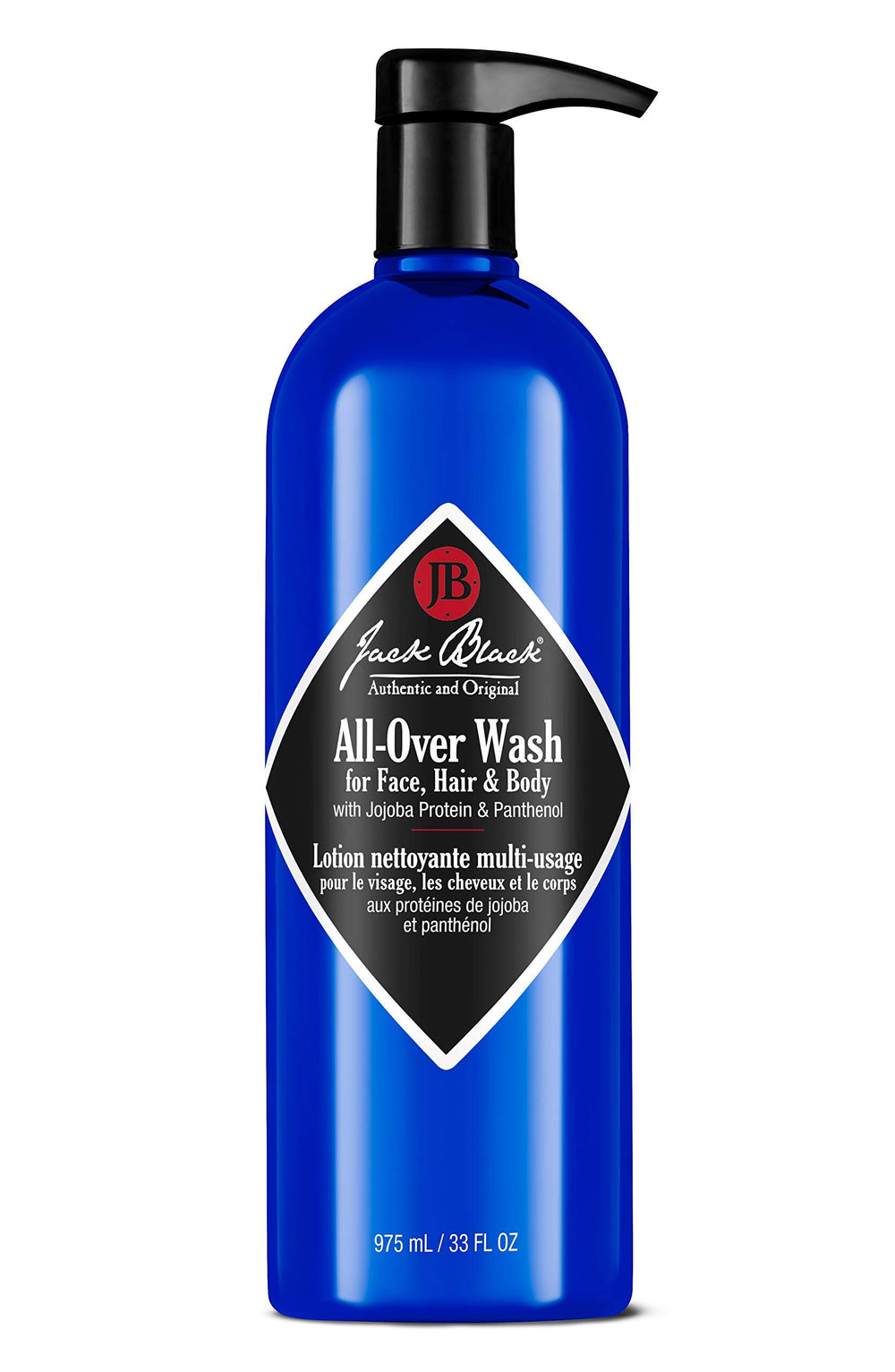 Jack Black All-Over Wash bottle showing multipurpose cleanser for face, hair, and body
