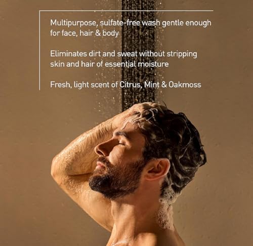 Jack Black All-Over Wash face and hair care moment in shower.
