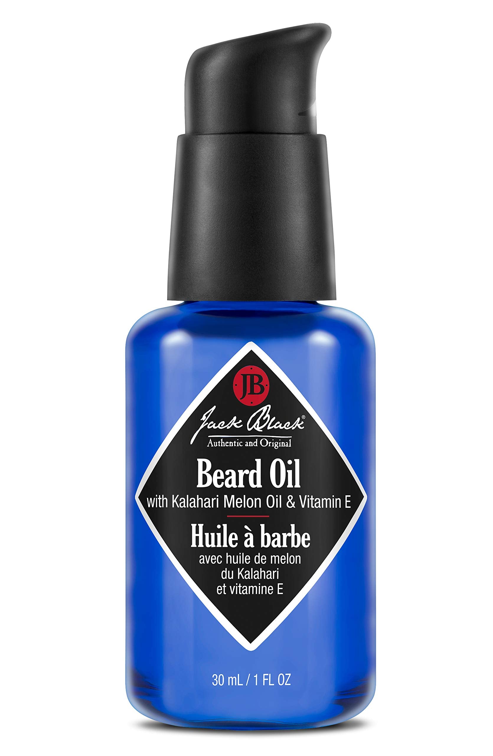 Jack Black Beard Oil bottle with pump delivering quick hydration for the beard.
