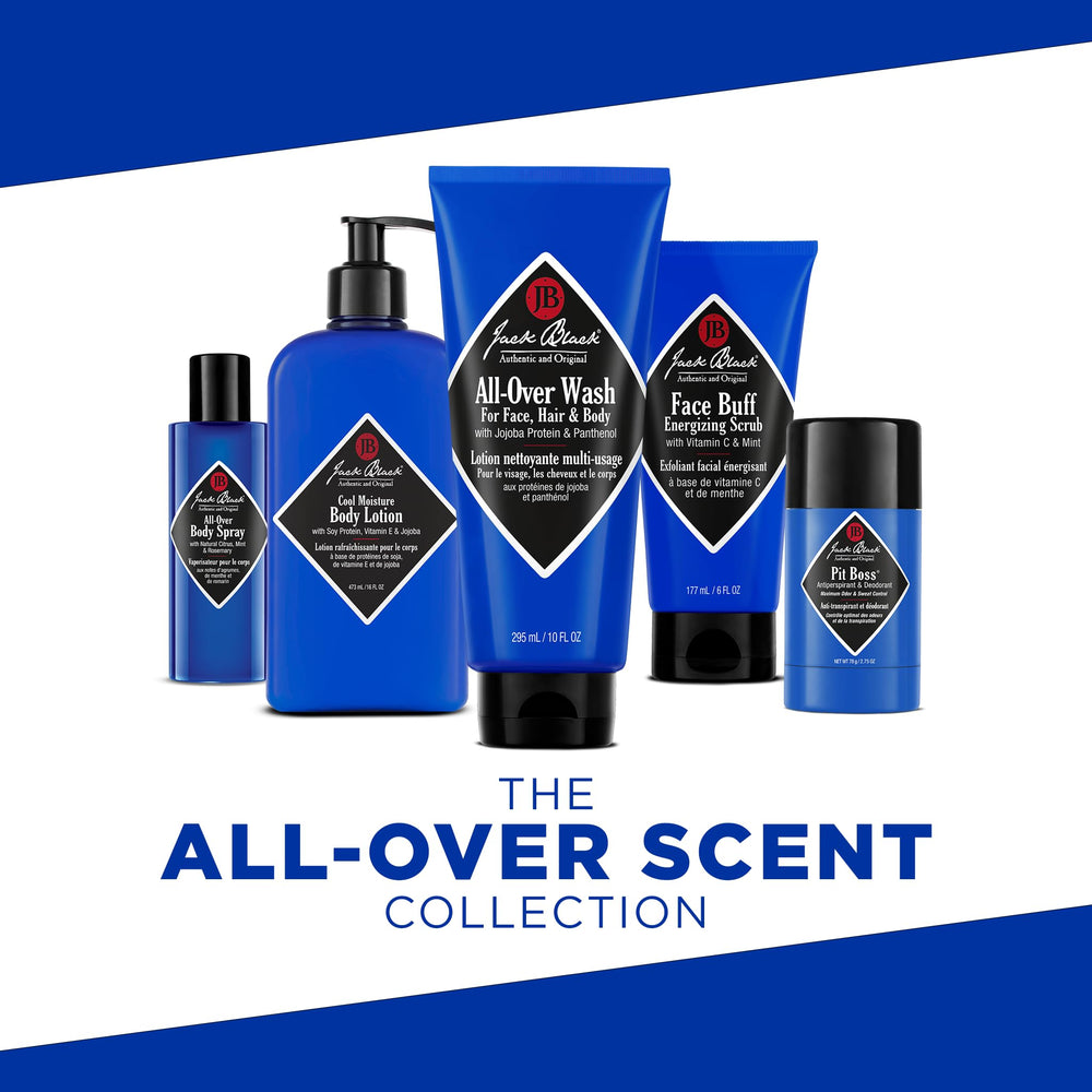 Jack Black Pit Boss dermatologist-tested for sensitive skin.