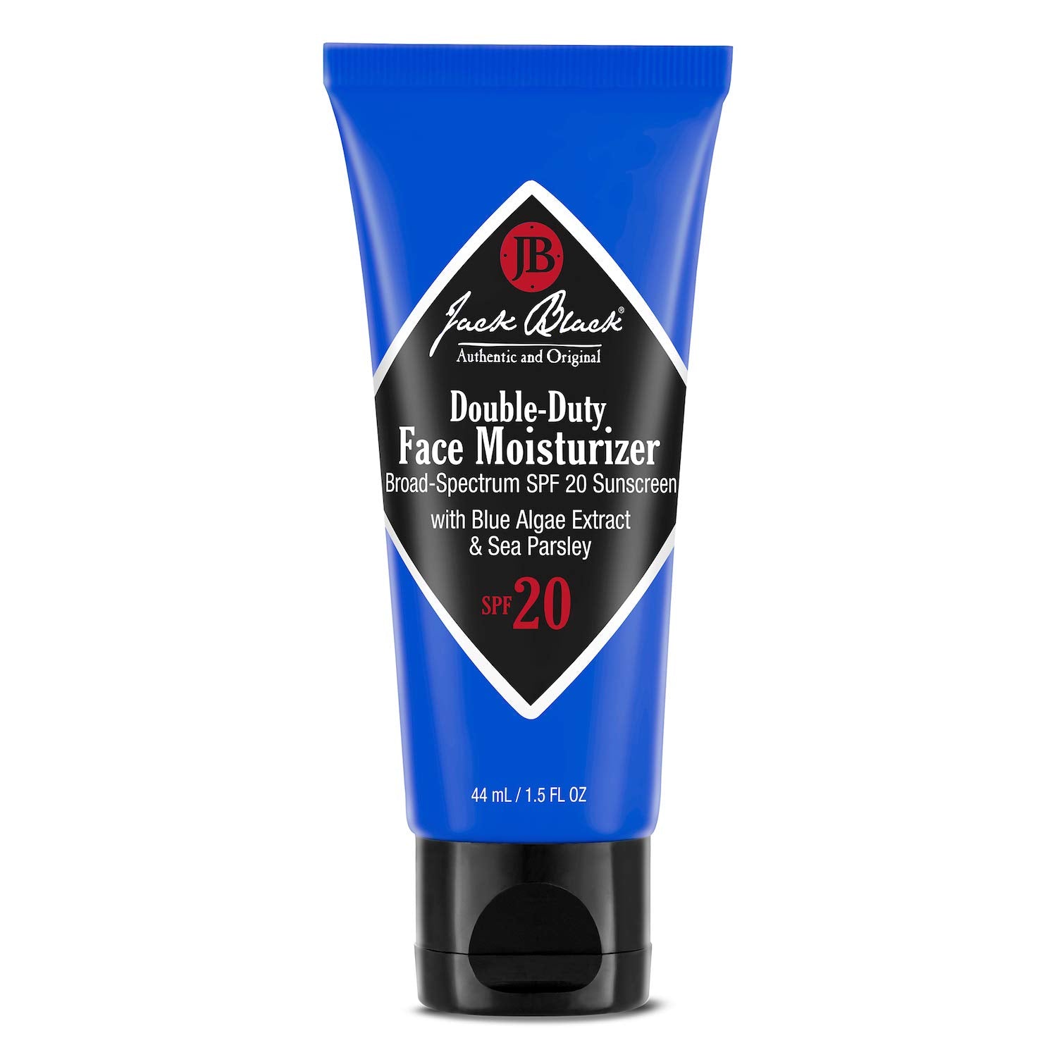 Jack Black Double-Duty Face Moisturizer SPF 20 bottle providing daily hydration and sun protection.