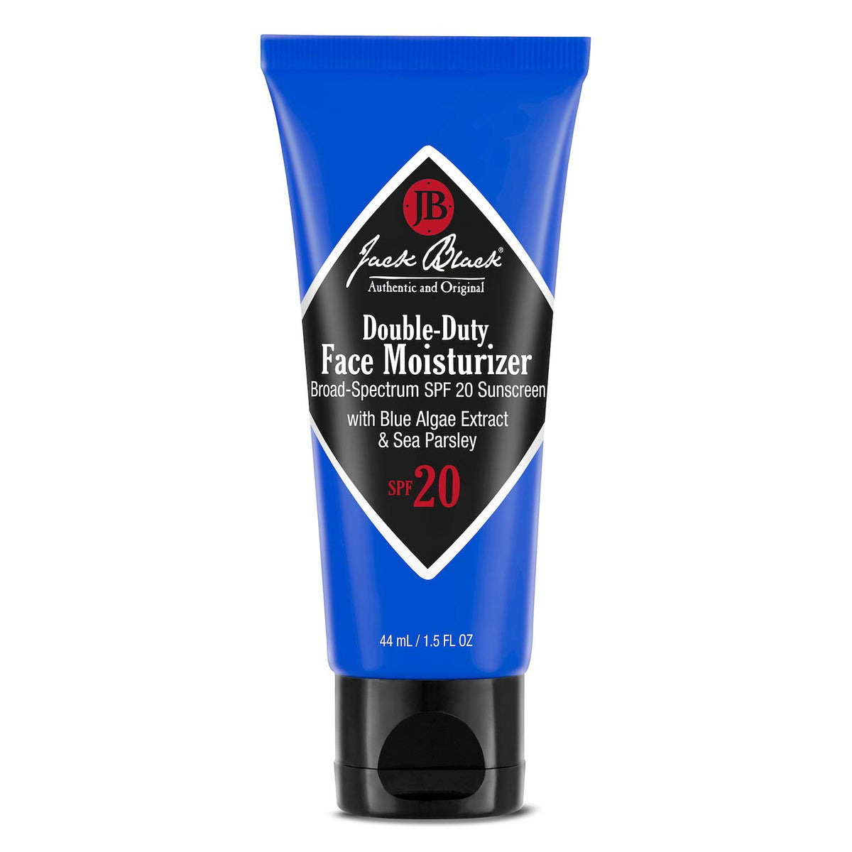 Jack Black Double-Duty Face Moisturizer SPF 20 bottle providing daily hydration and sun protection.