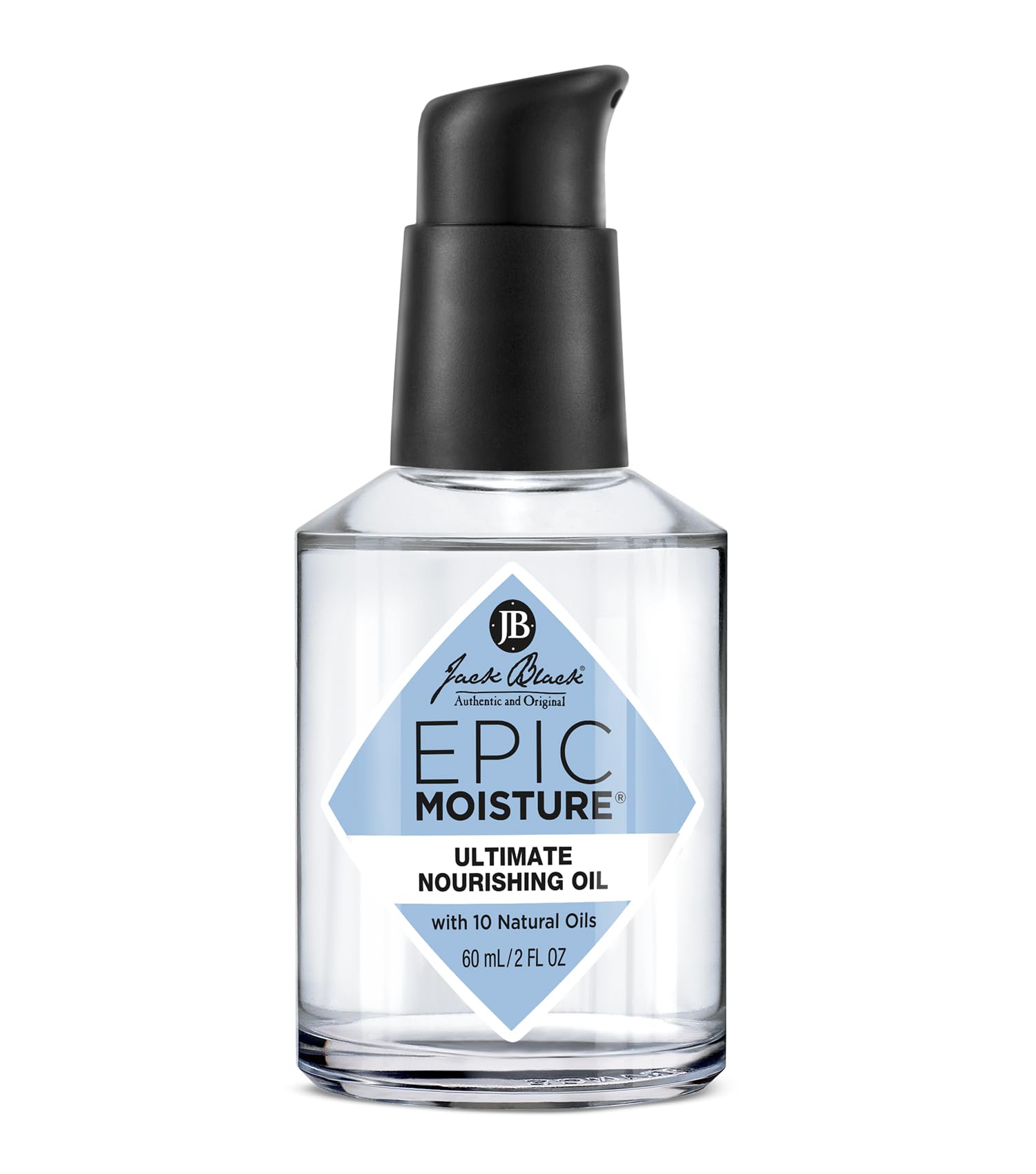 Jack Black Epic Moisture bottle closeup for versatile skin and hair moisturizing