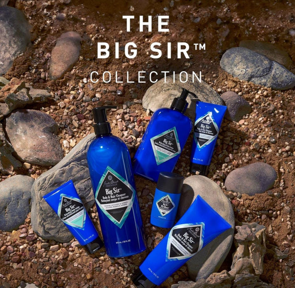 Jack Black Pit Boss Big Sir label highlighting marine accord and amber notes