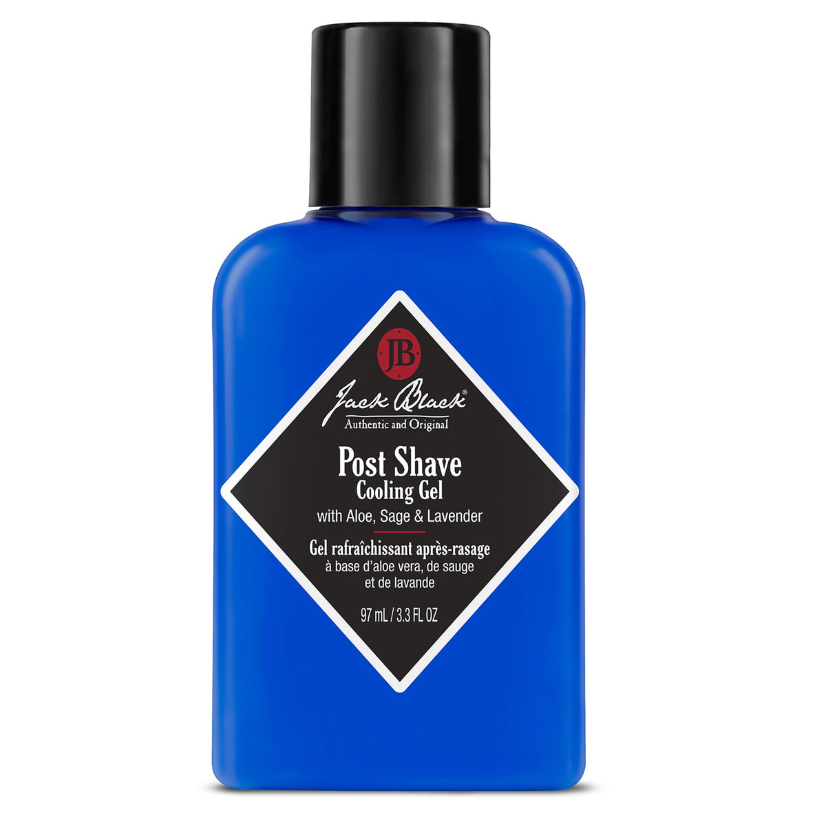 Jack Black Post Shave Cooling Gel bottle for soothing, fragrance-free relief after shaving.