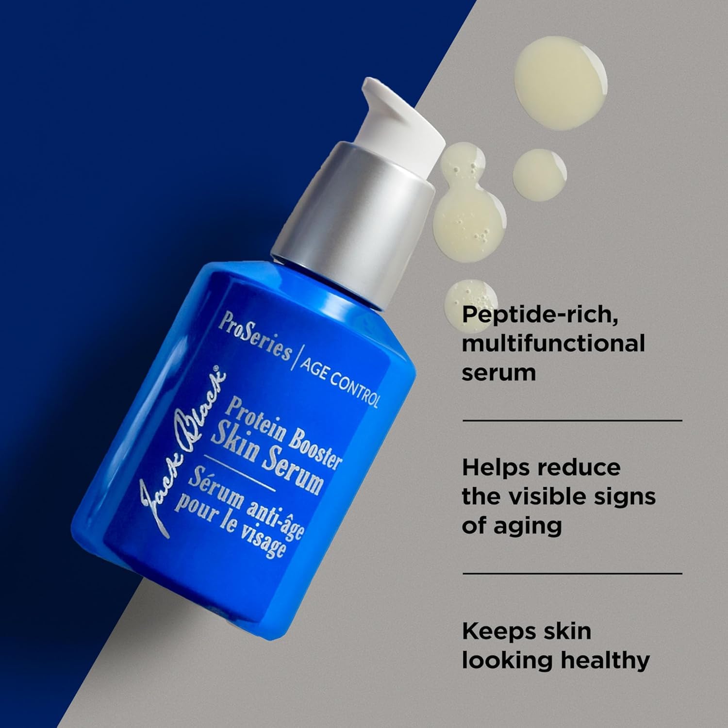 Jack Black Protein Booster Serum mixed with moisturizer shown for boosted hydration.