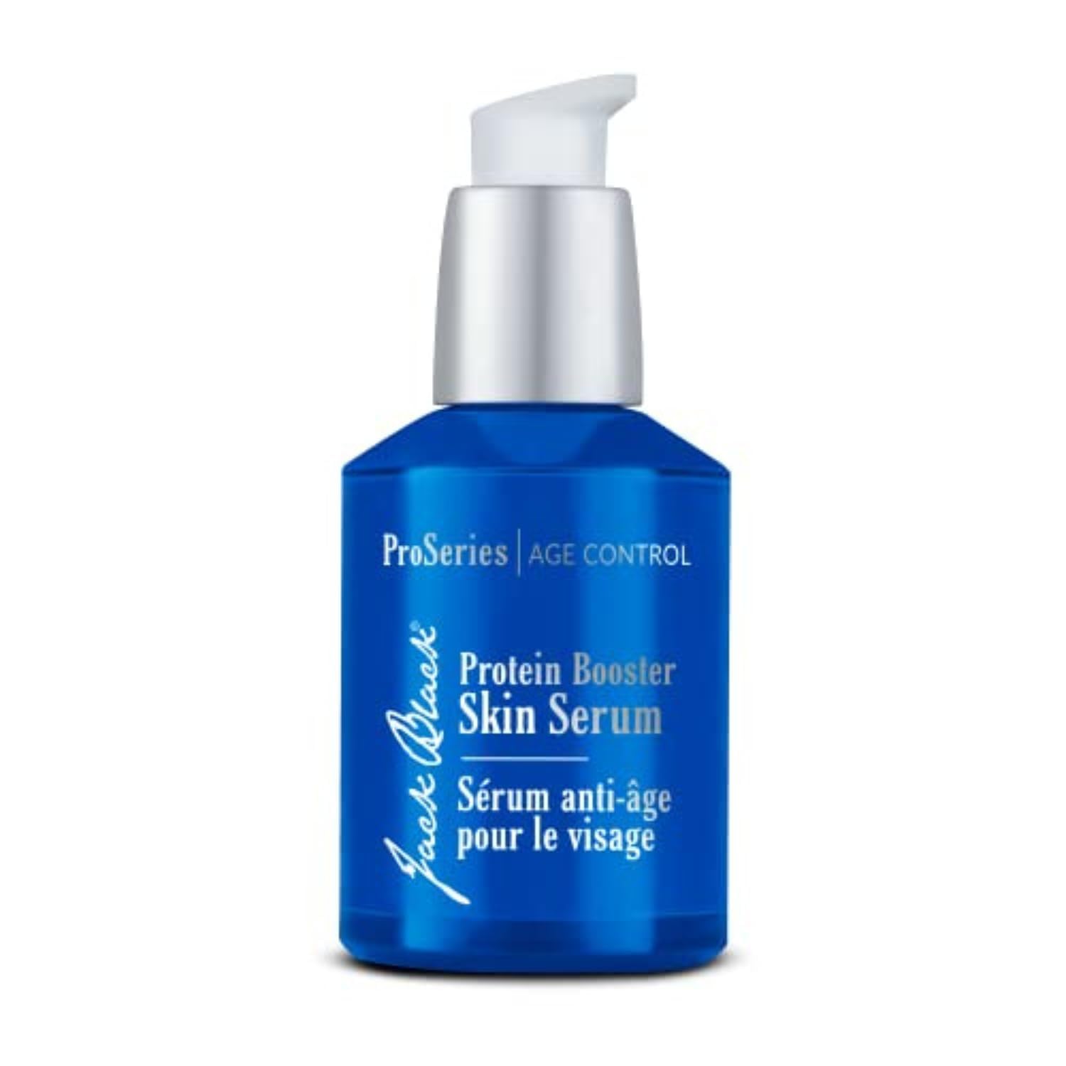 Jack Black Protein Booster Serum packaging highlights ProSeries branding for daily use.