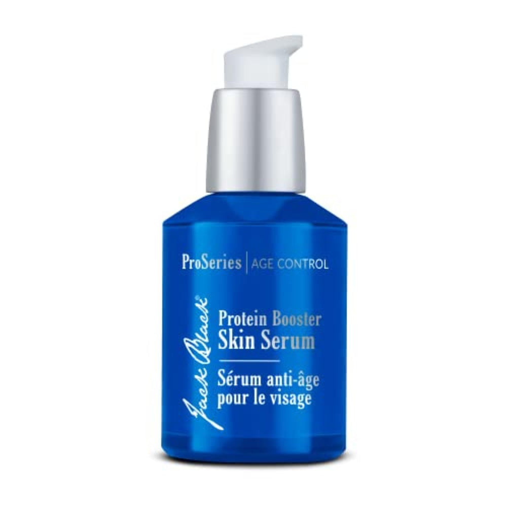 Jack Black Protein Booster Serum packaging highlights ProSeries branding for daily use.