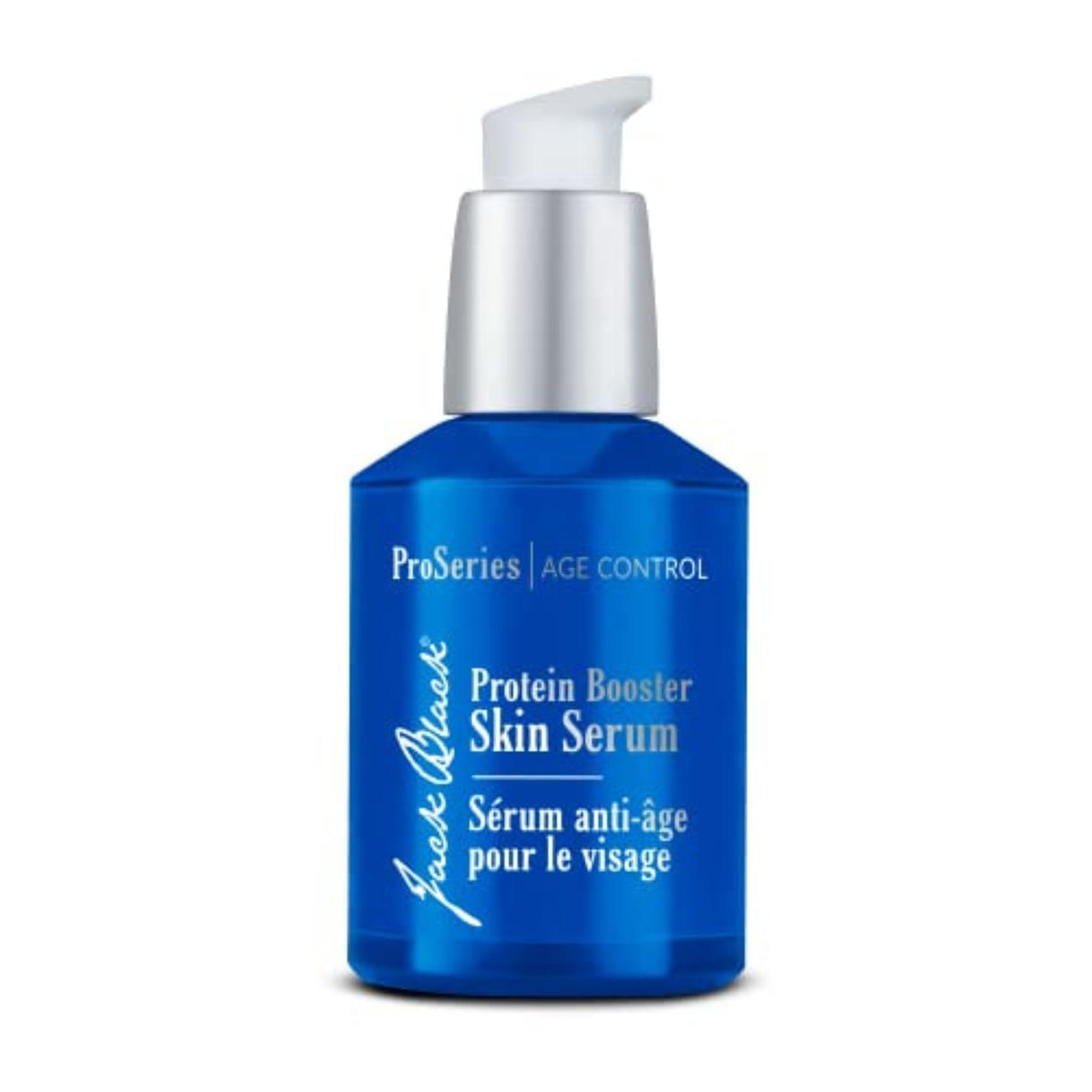 Jack Black Protein Booster Serum packaging highlights ProSeries branding for daily use.