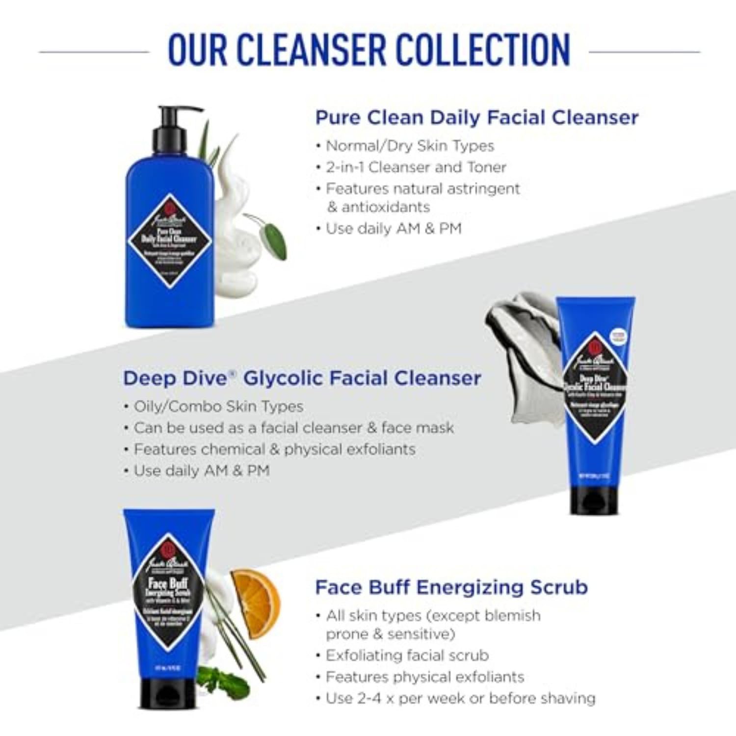 Organic Sage Leaf and Rosemary highlighted in Jack Black cleanser