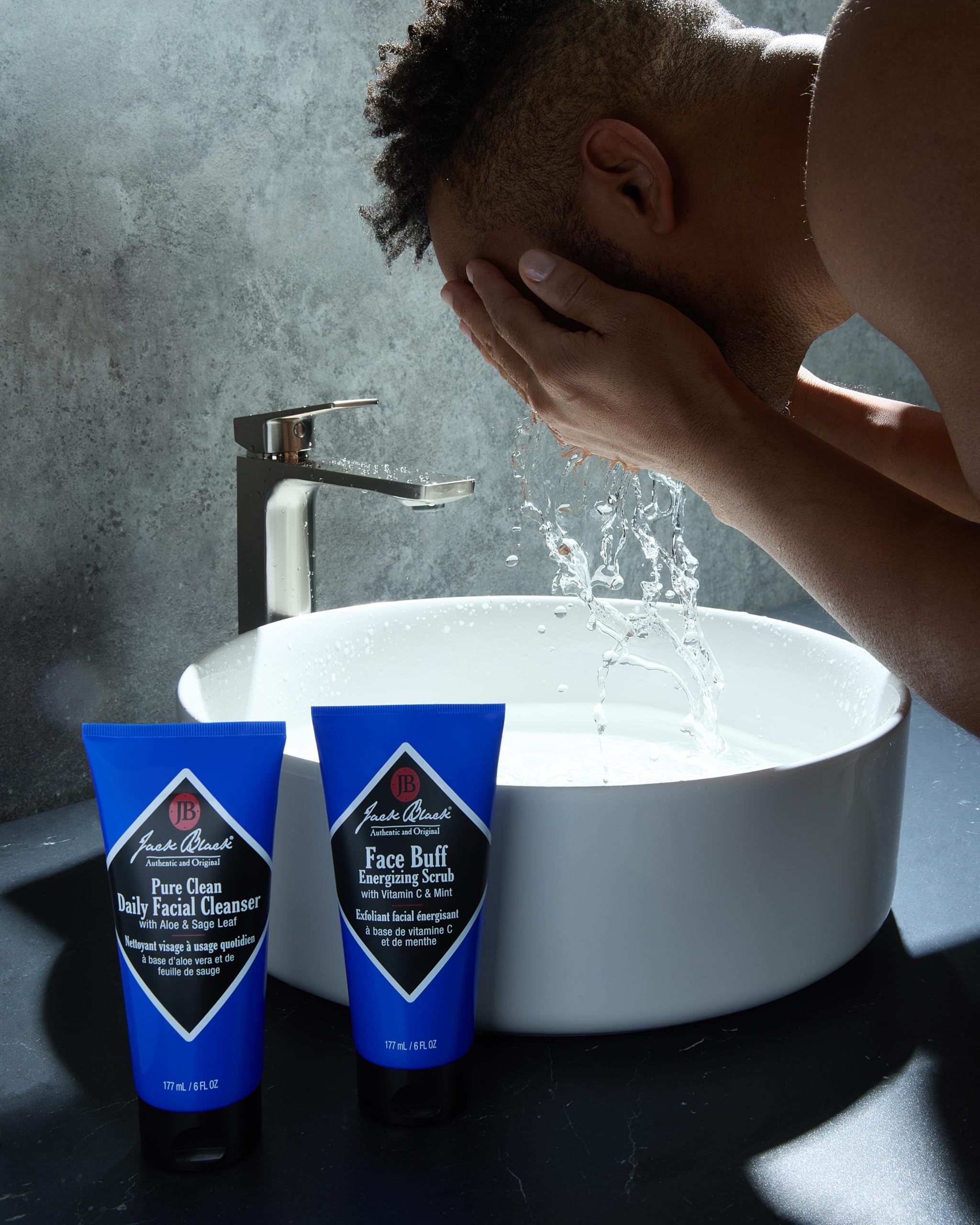 Pure Clean two-in-one cleanser and toner shown for clear, shave-ready skin.