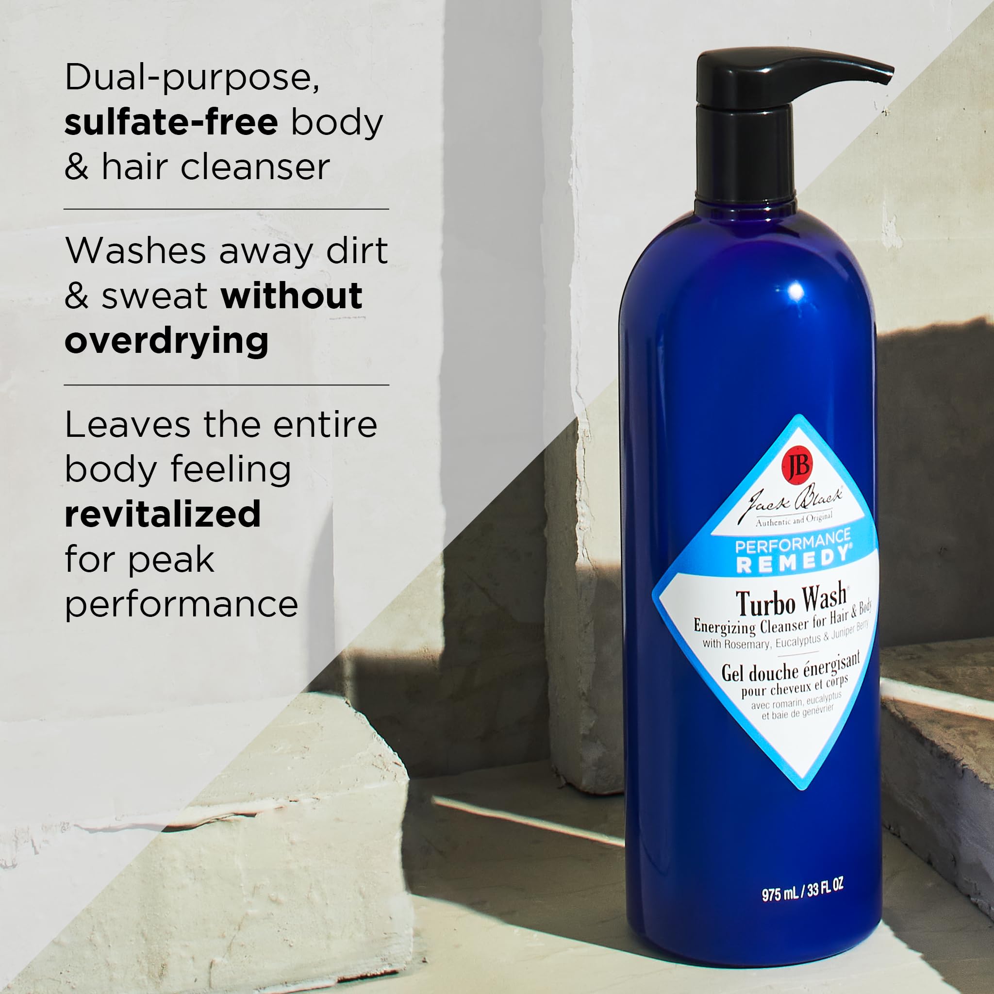 Shower scene demonstrating dual-purpose body and hair wash.