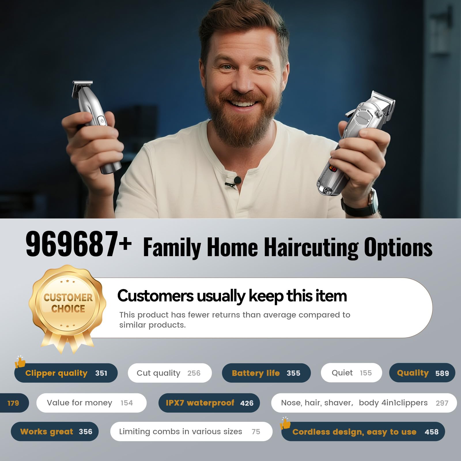 Nose trimmer head rotates 360 for comfortable trimming