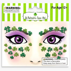 Jacnkb shamrock glitter face tattoos—two sheets for instant St. Patrick's Day sparkle.