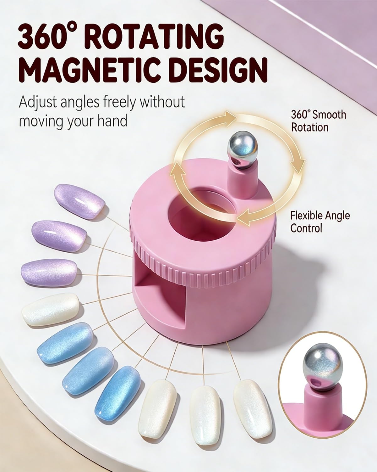 Jacvxn uniform magnetic force tool pulls particles evenly for balanced nail designs.