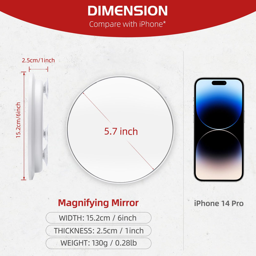 Jadazror suction cups attachment keeps the mirror steady anywhere.