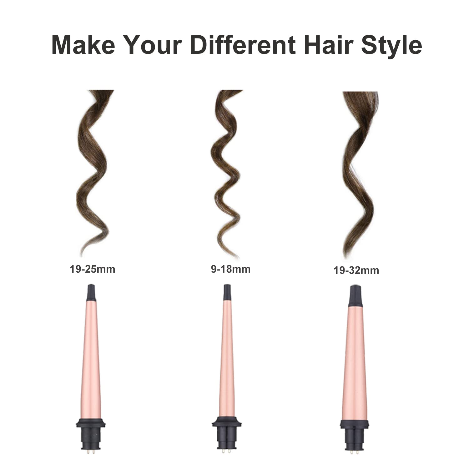JAETON 19-25mm barrel creates natural, beachy curls and soft waves.