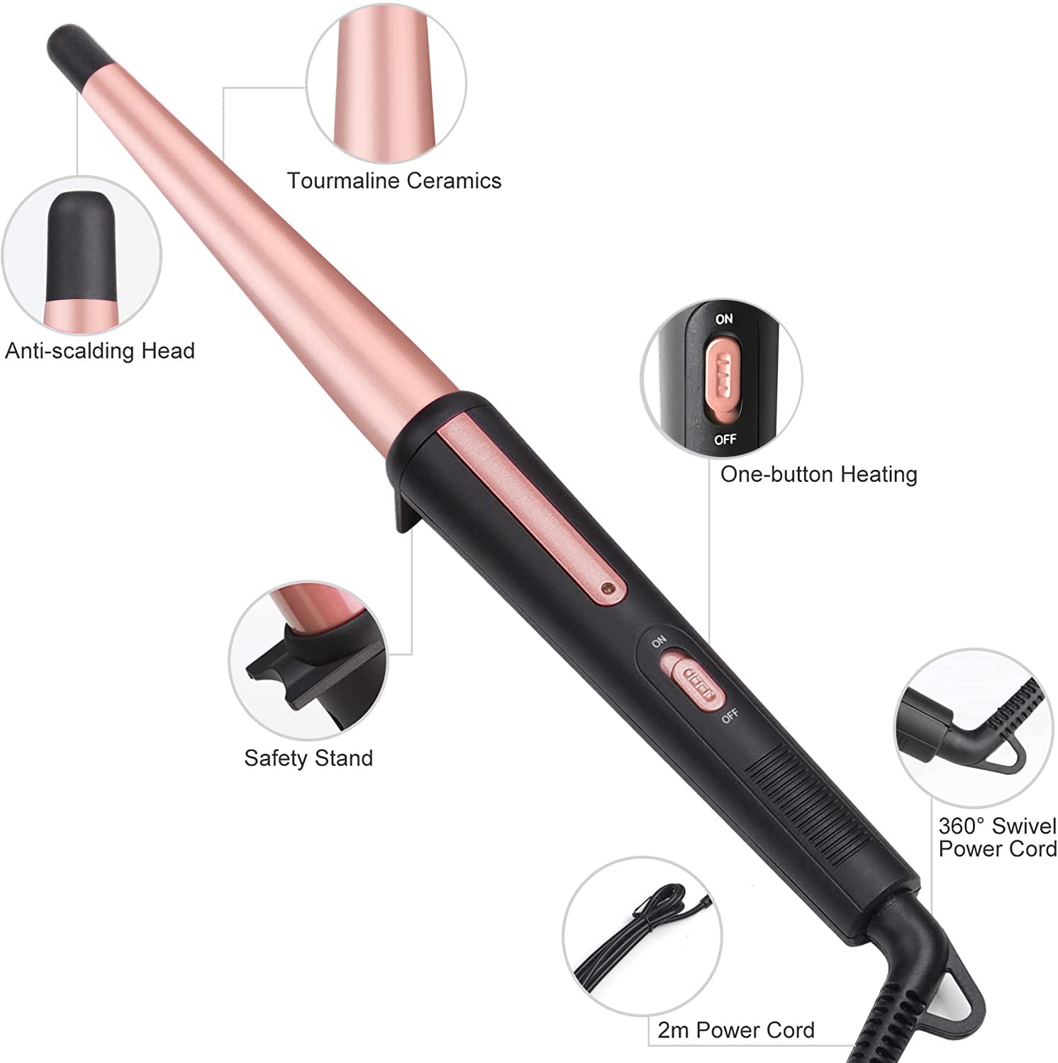 JAETON ceramic tourmaline wand smooths hair and reduces frizz for salon-like results