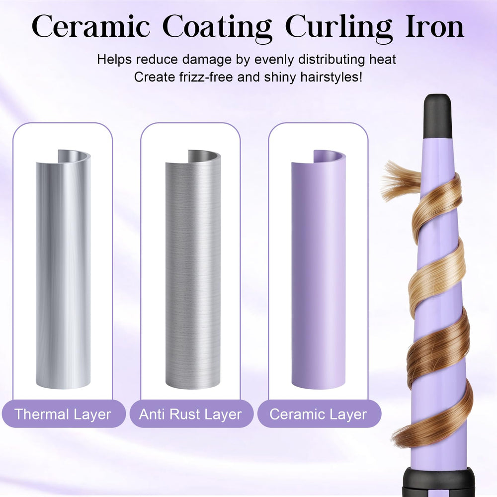 JAETON curling wand with no-clamp design for seamless curls.