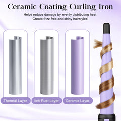 JAETON curling wand with no-clamp design for seamless curls.