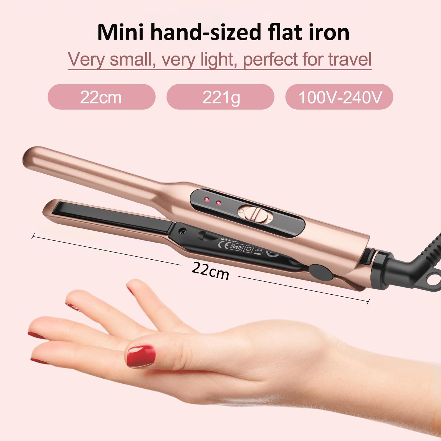 JAETON travel straightener with dual voltage, ideal for international adventures