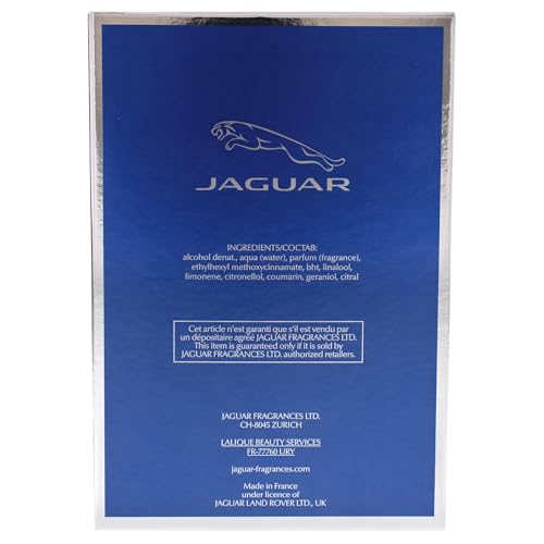 Jaguar Classic Blue embossed logo detail signals premium brand quality.