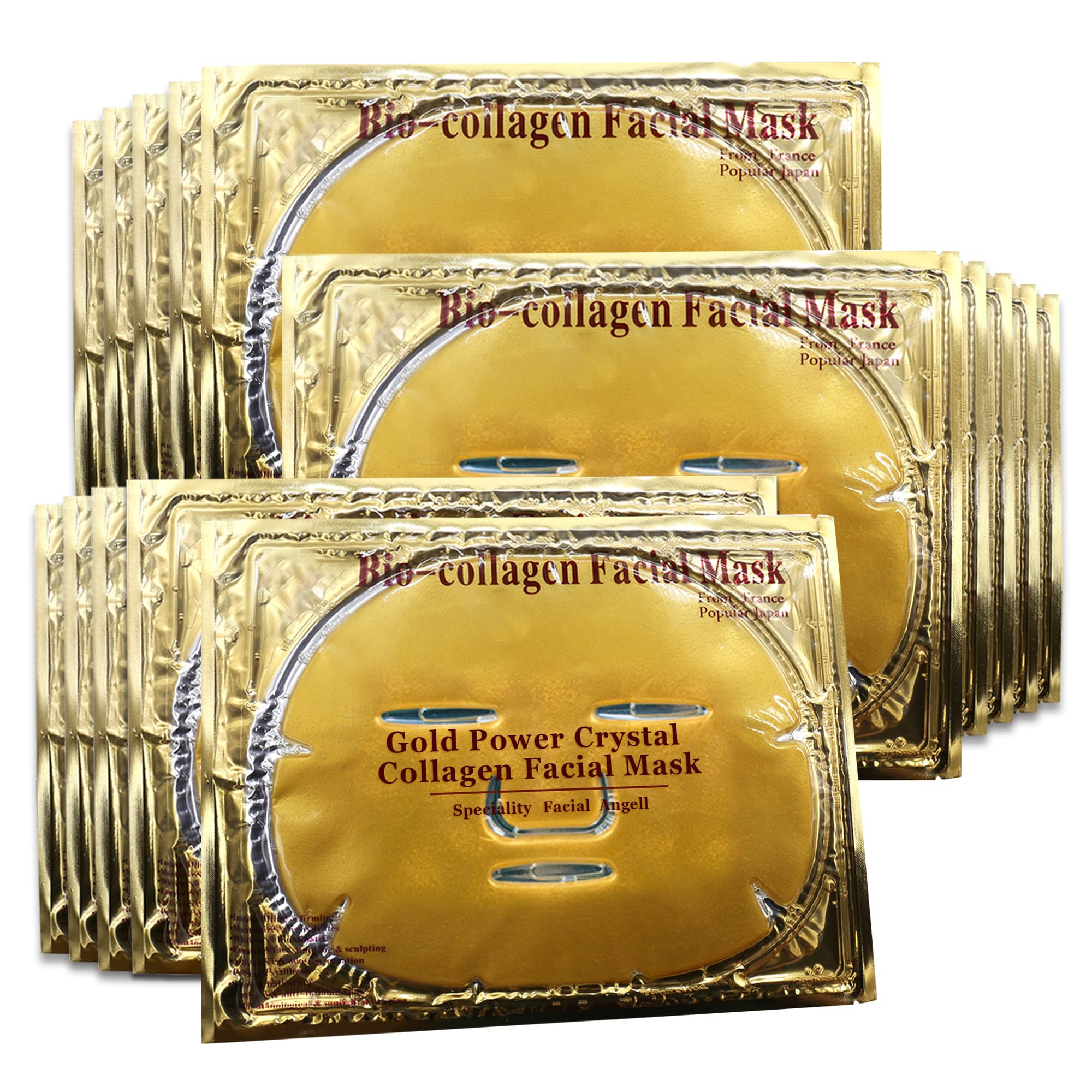 Mascarilla de oro Jakuva 24k aplicada en el rostro para hidratación profunda.