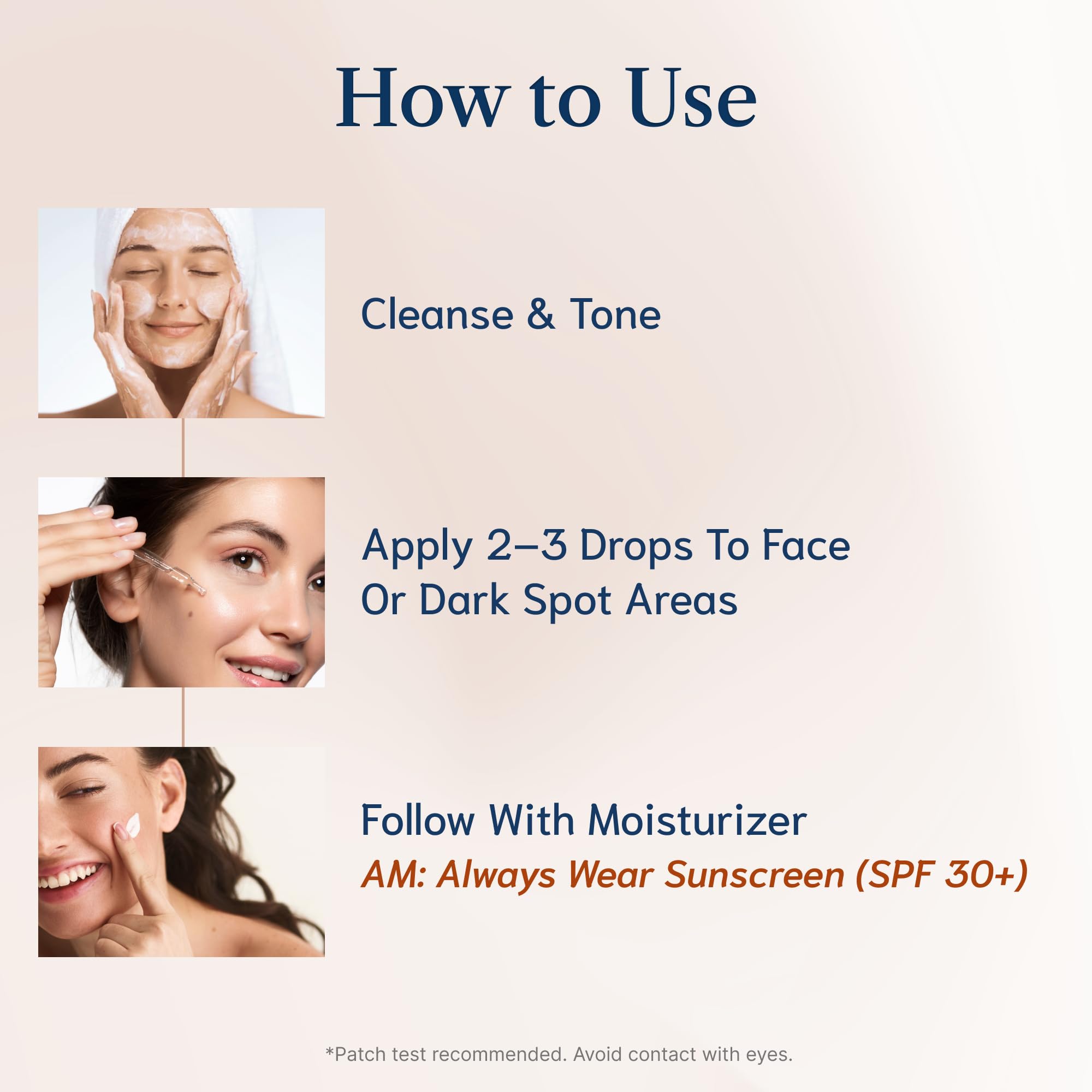 Piel hidratada y luminosa tras la aplicación del serum.