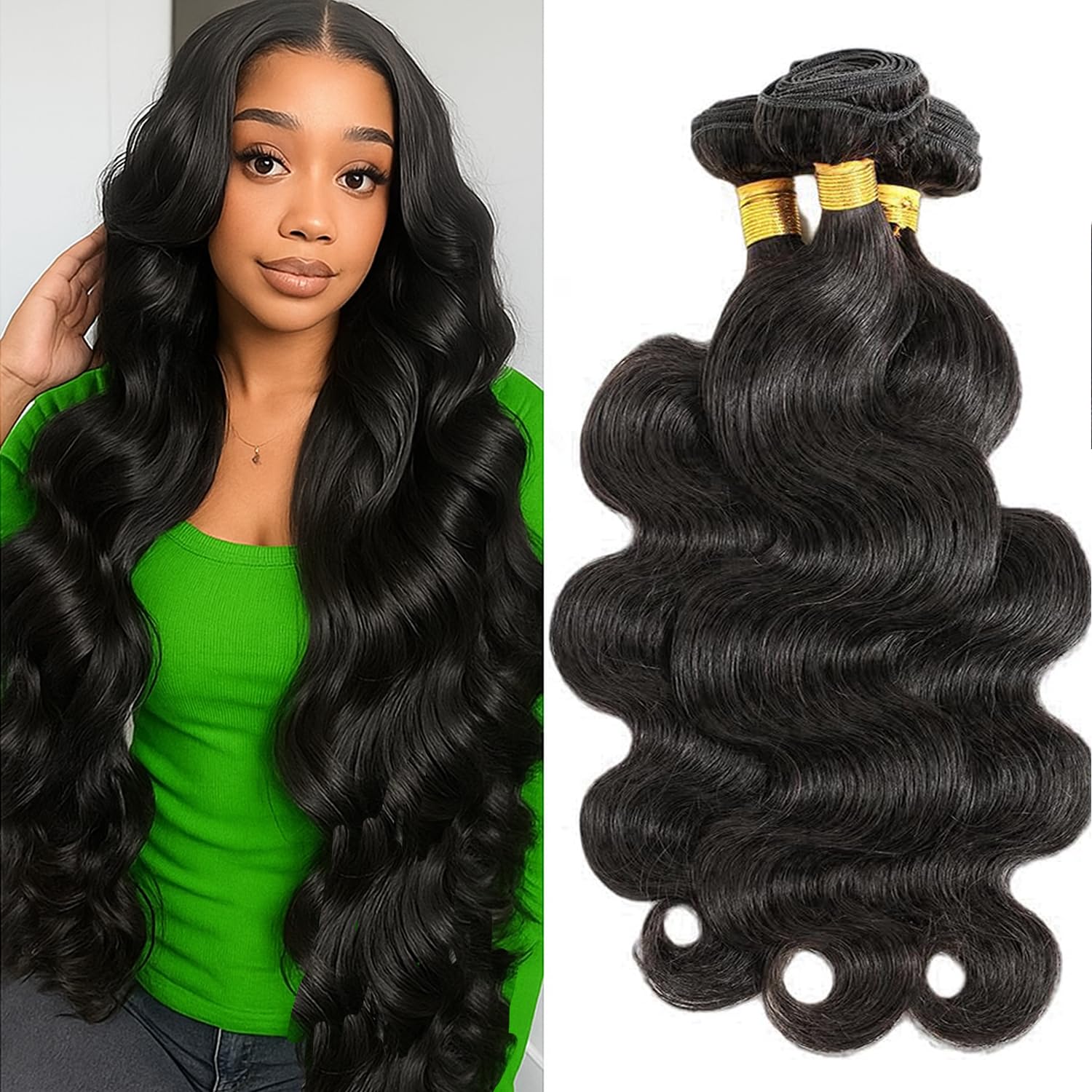 Jaliyah bundles with a weft closeup showing durable construction for long-lasting wear.