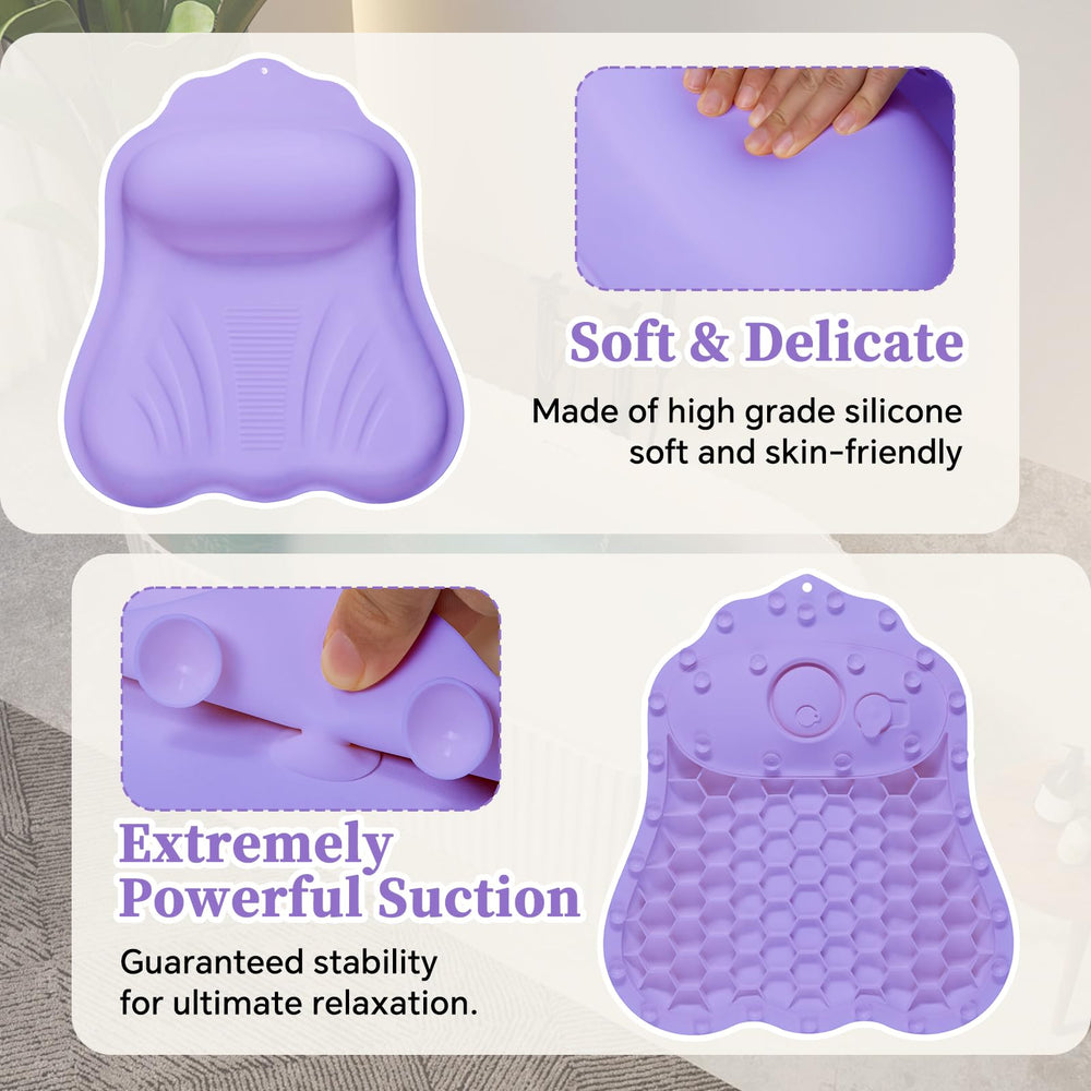 Jalopink tub pillow's strong suction cups stay secure on smooth tub surfaces
