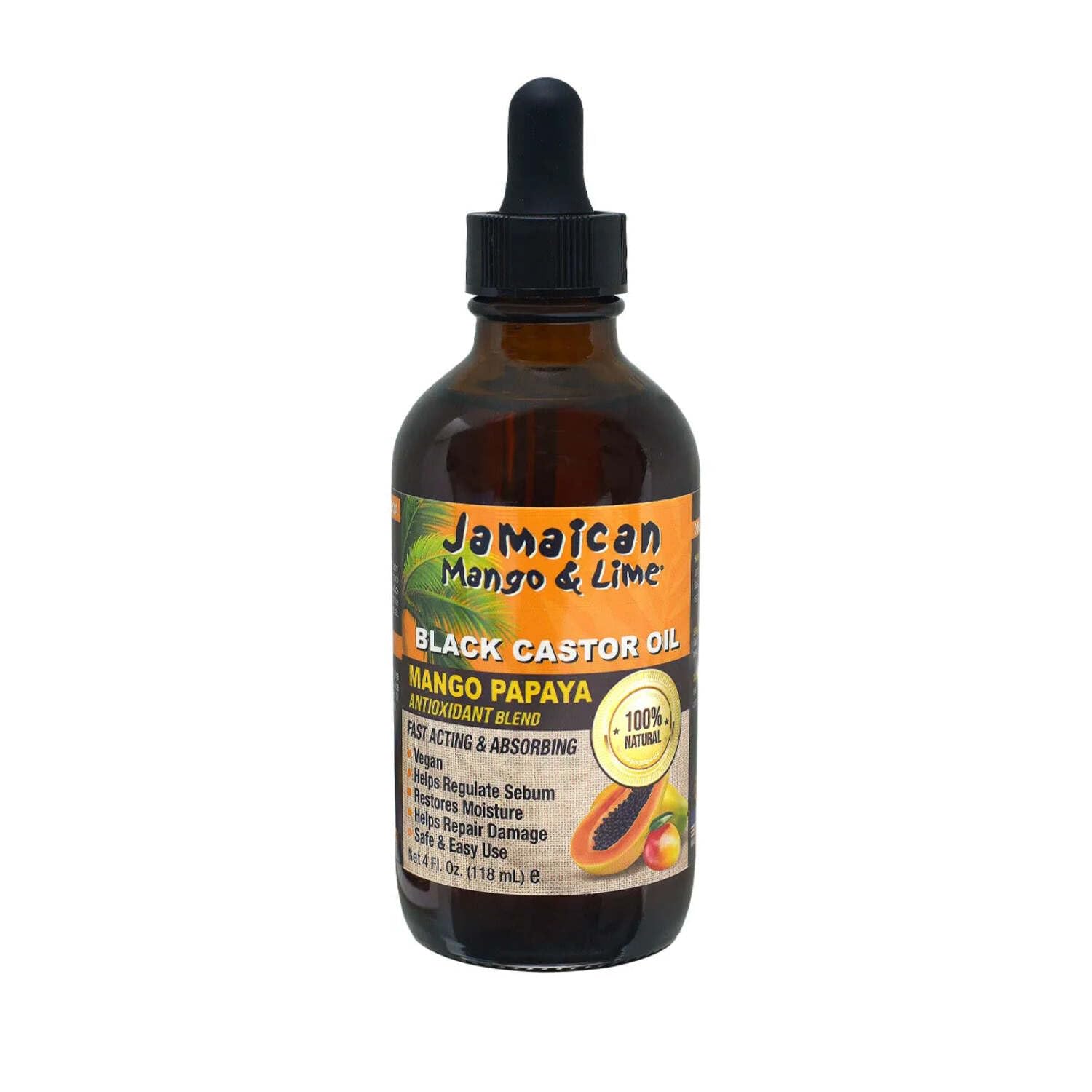 Jamaican Mango & Lime Black Castor Oil – botella de cuatro onzas lista para uso en cabello
