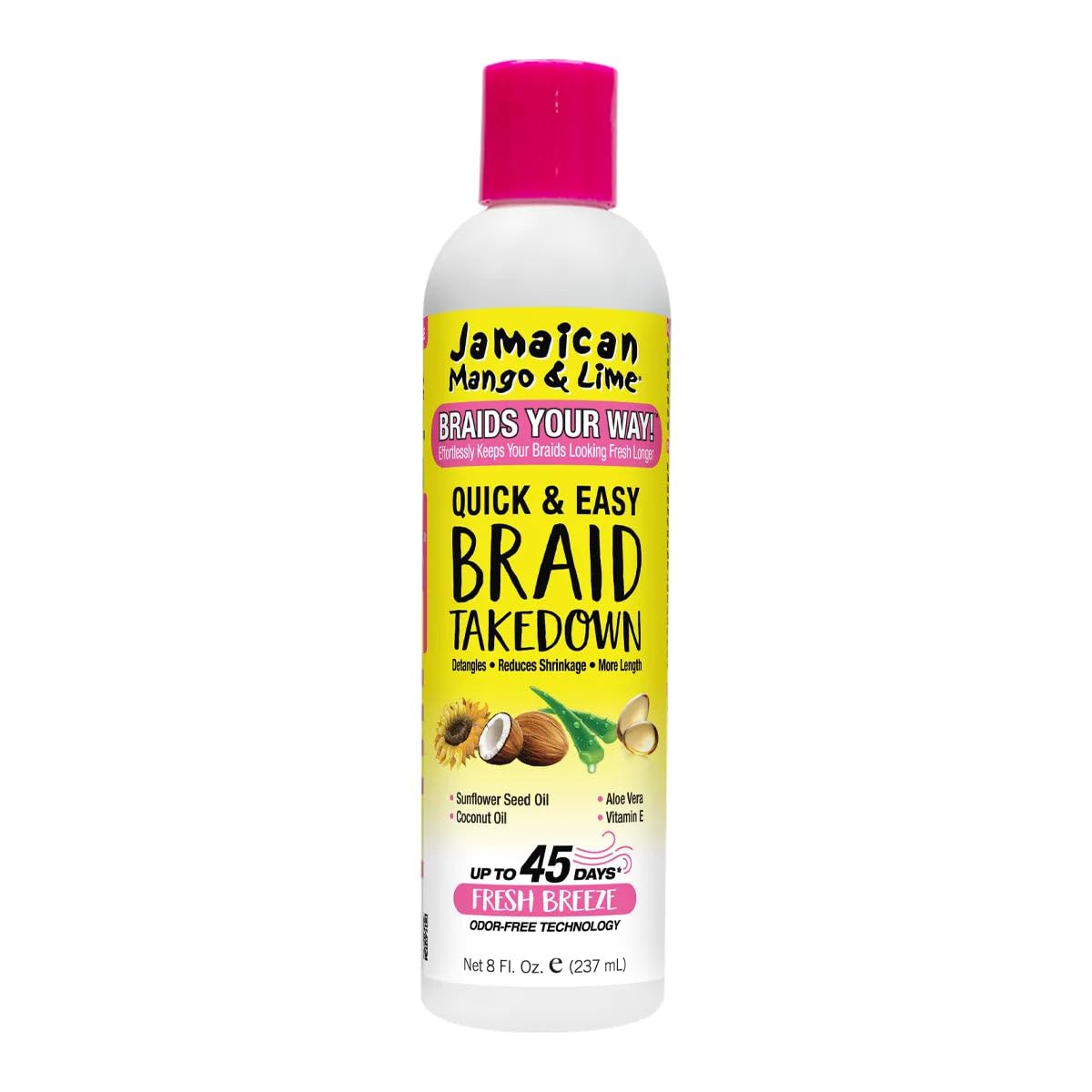 Jamaican Mango & Lime Braids Your Way bottle pour enables smooth detangling during takedown.