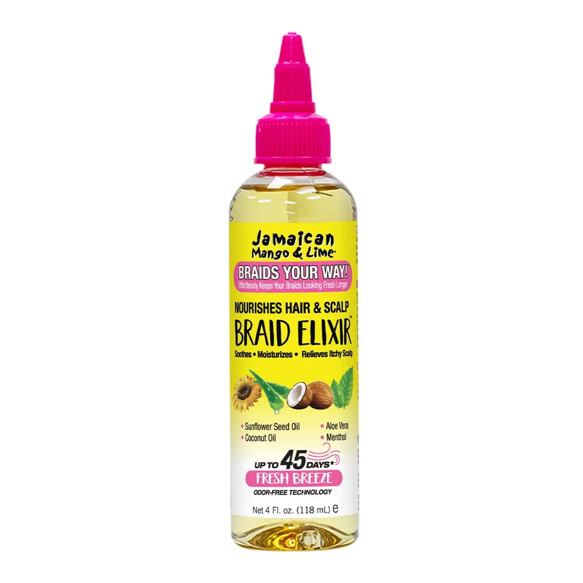 Jamaican Mango and Lime Braids Your Way Elixir bottle pour for fast braid hydration