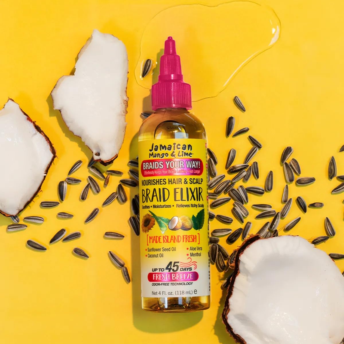 Jamaican Mango and Lime Braids Your Way Elixir adds shine and softness to braided hair