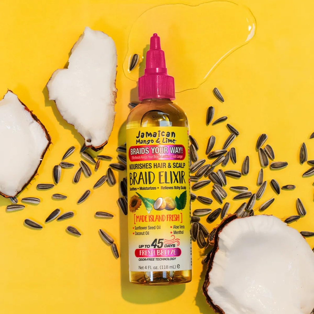 Jamaican Mango and Lime Braids Your Way Elixir adds shine and softness to braided hair