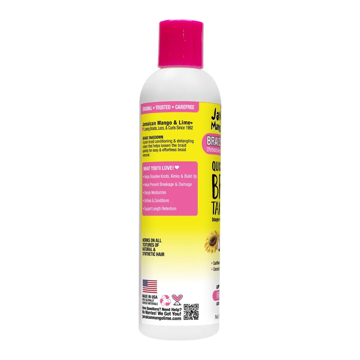Jamaican Mango & Lime Braids Your Way lotion application aids gentle braid removal.
