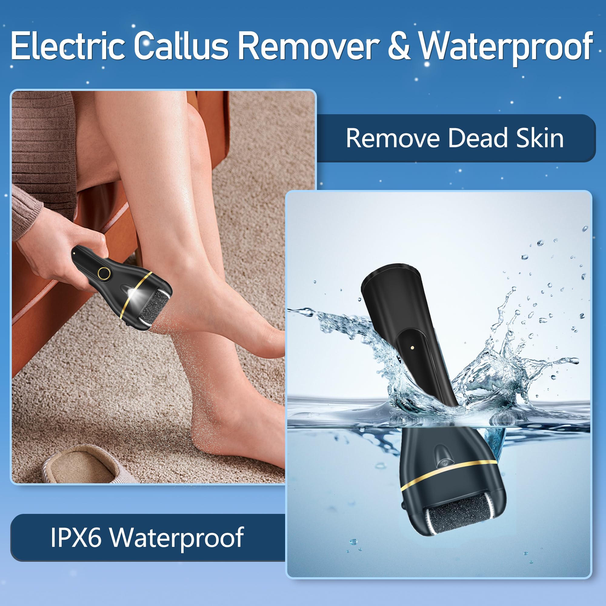 Jamestry foot file displays battery level for reliable treatment.