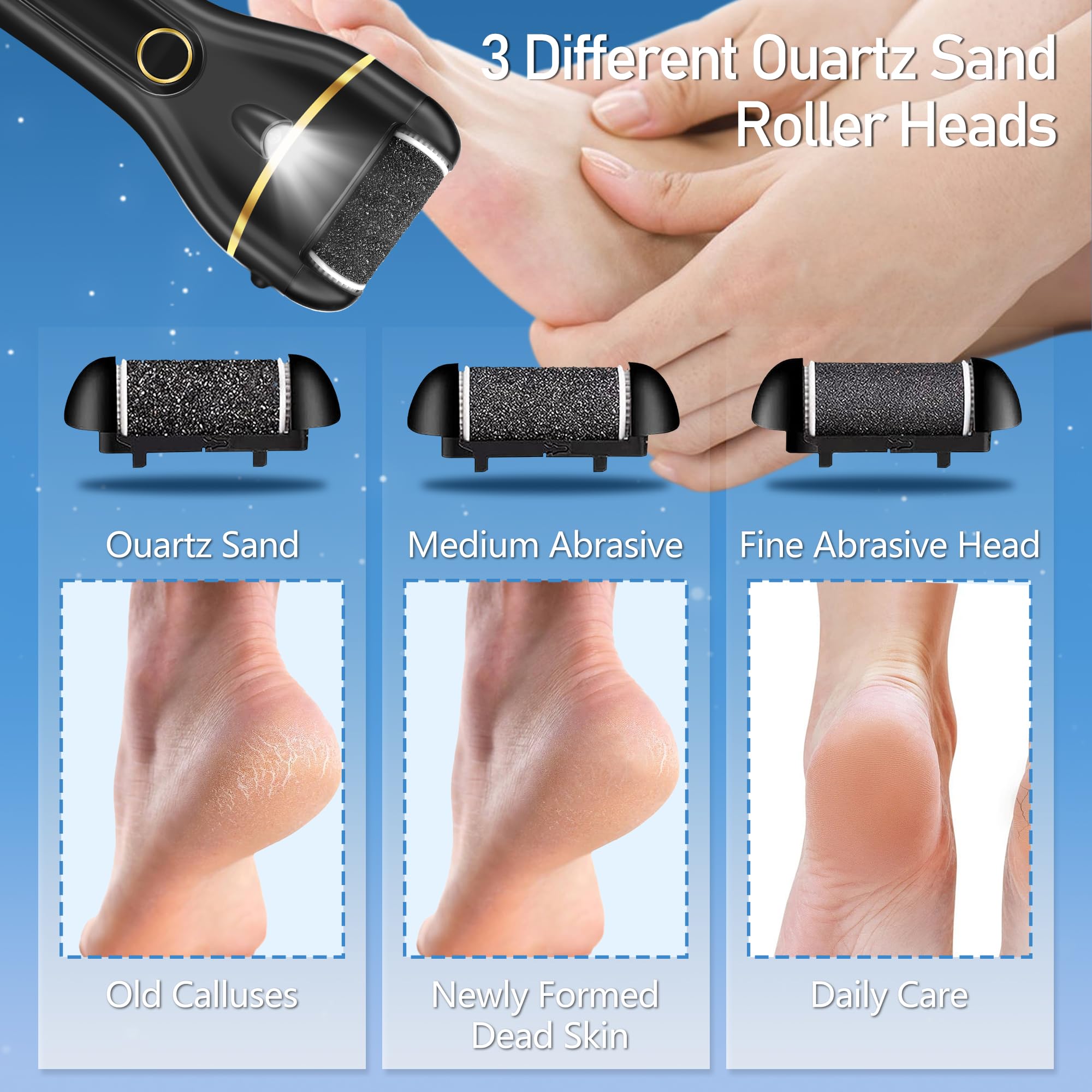 Jamestry foot file with three grinding heads for customizable care.