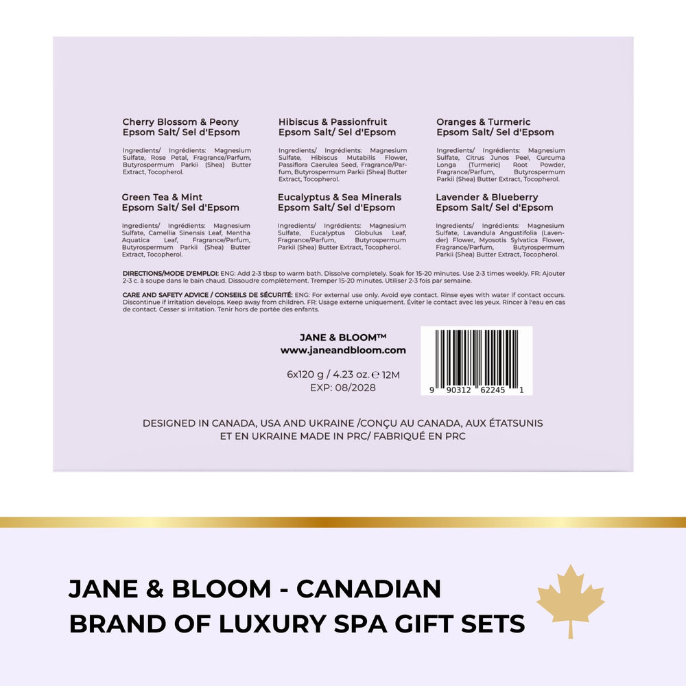 Jane & Bloom 120 g glass jar bath salts for spa-like routine
