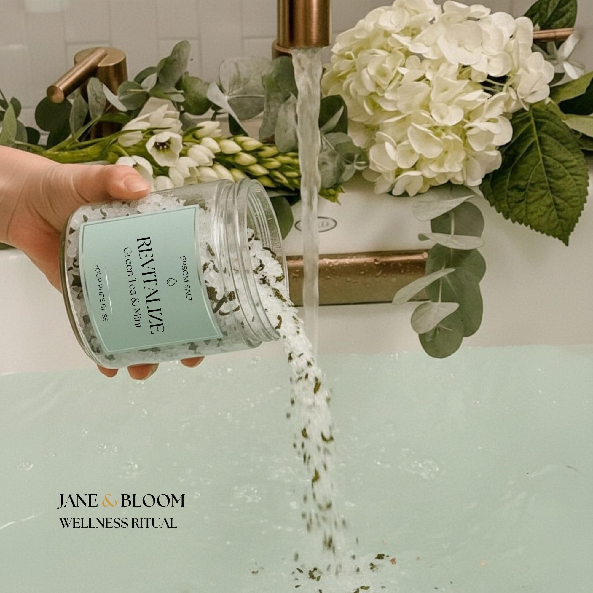 Jane & Bloom Green Tea & Mint bath for refreshing clarity