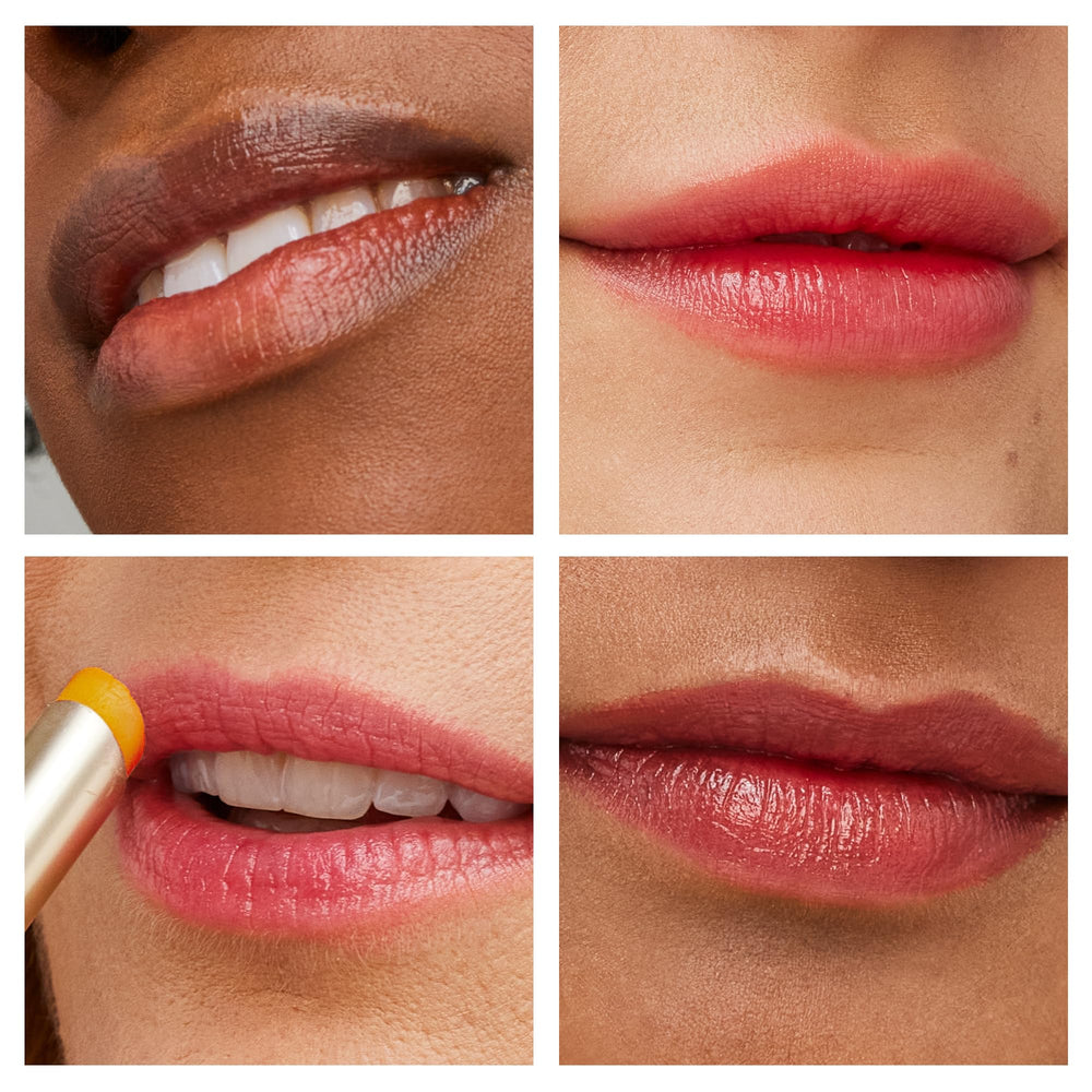 Lips with Just Kissed Lip Stain showing long lasting natural tint.